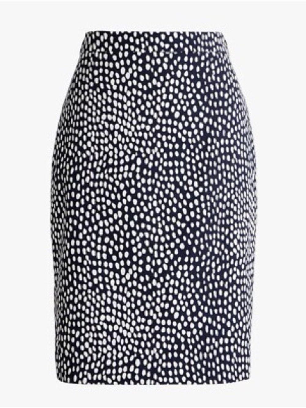J. Crew Navy and White Dot-Print Pencil Skirt